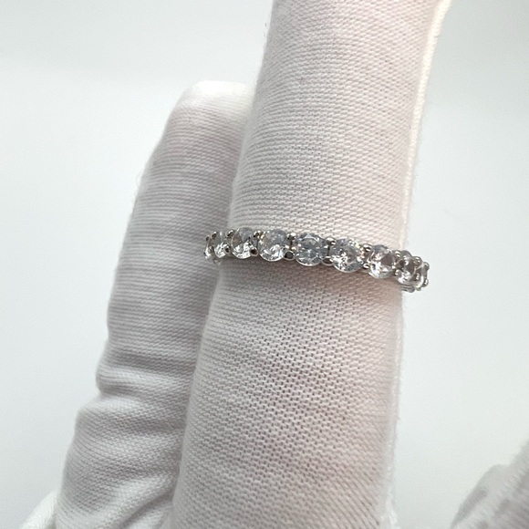 Sterling Round Cubic Zirconia Eternity Ring - Picture 13 of 16